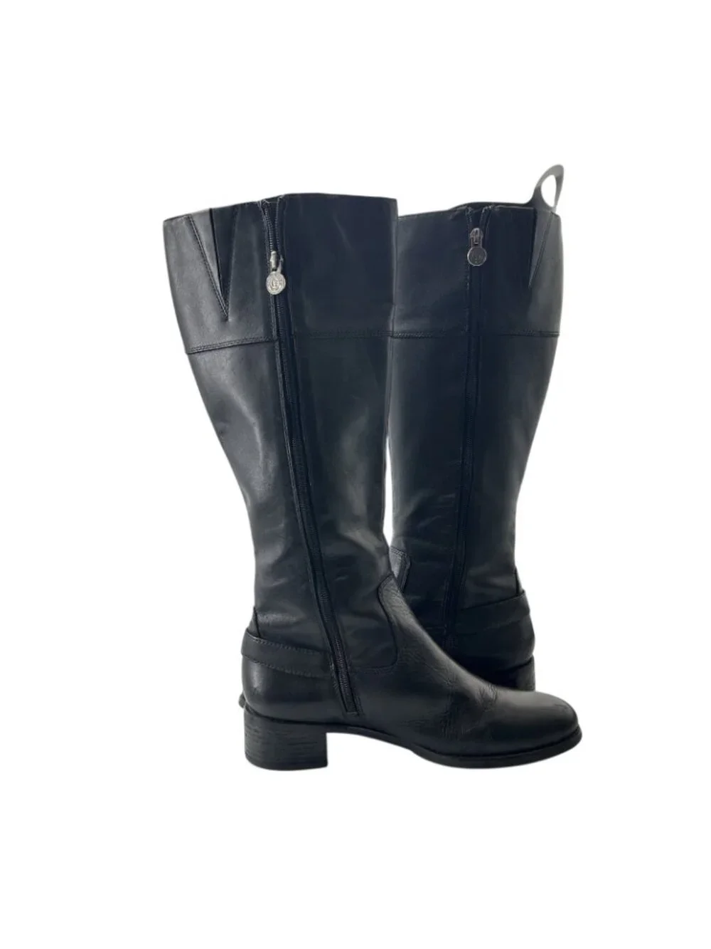 Etienne Aigner Womans Leather Boots Sz 9 Medium Knee High Boots Full Zip Side
